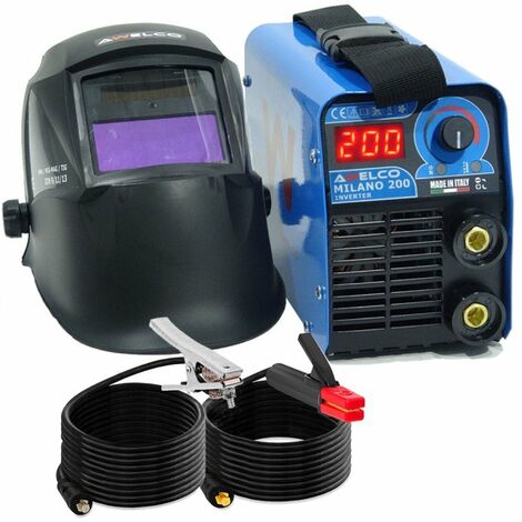 Poste à souder 200 Ampères MMA Awelco + Cagoule de soudure automatique 9 à13 Milano 200