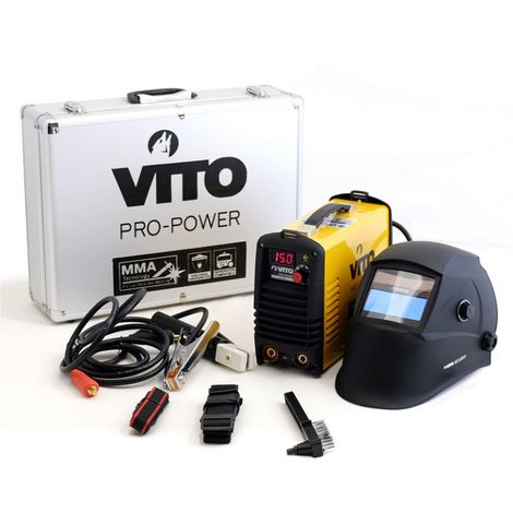 Poste a souder inverter numerique VITO 150 soudure à l'arc -baguettes 1.6-4 acier-fonte-inox + Cagoule LCD 9/13 VITO