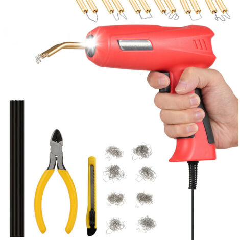 Poste à souder plastique 150 W, agrafeuse thermique portative 2 en 1, 800 agrafes chauffantes, 10 baguettes de soudure plastique PP, couteau, pince. Kit de réparation de pare-chocs pour la plupart des