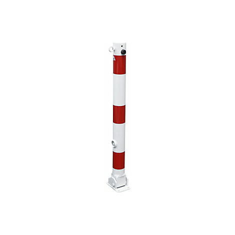 Poste barrera  Ø 76 mm  blanco y rojo  plegable  con 1