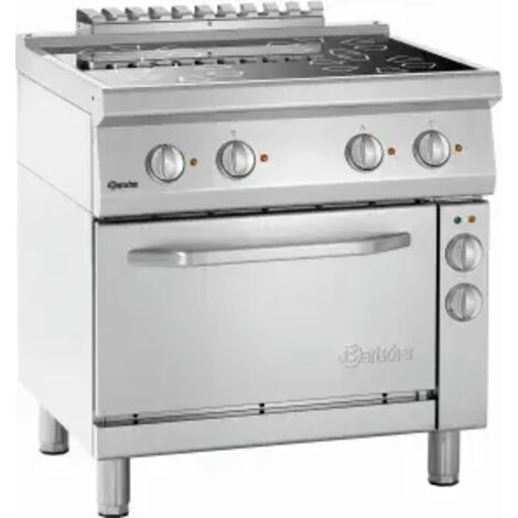 Poste de cuisson inox électrique vitro-céramique, sur four électrique 3 x GN 1/1, 12 850 W, 400 V - TRI