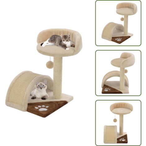 Poste de gato - vidaXL Rascador para gatos con poste de sisal 40 cm beige y marrón - Poste de rascado