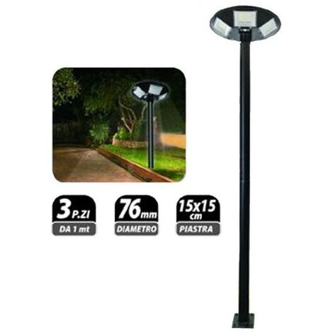 TRADE SHOP TRAESIO POSTE DE HIERRO PARA LÁMPARA DE JARDÍN LED NEGRA DE 3 METROS DE EXTERIOR PT-GD-3N