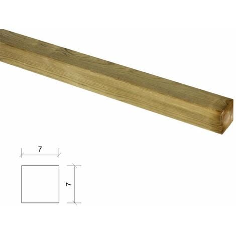 Poste de madera cuadrado tratado y 7x7x100cm. Precio para 5uds.