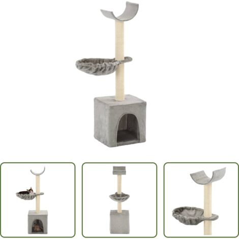 Poste de sisal -  Rascador para gatos con poste de sisal 105 cm gris