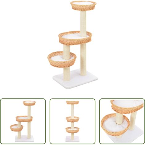 Poste de sisal -  Rascador para gatos con poste de sisal madera natural de sauce