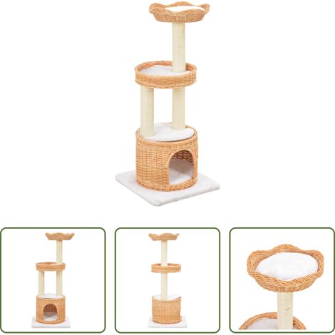 Poste de sisal -  Rascador para gatos con poste de sisal madera natural de sauce