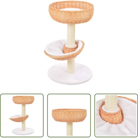 Poste de sisal -  Rascador para gatos con poste de sisal madera natural de sauce