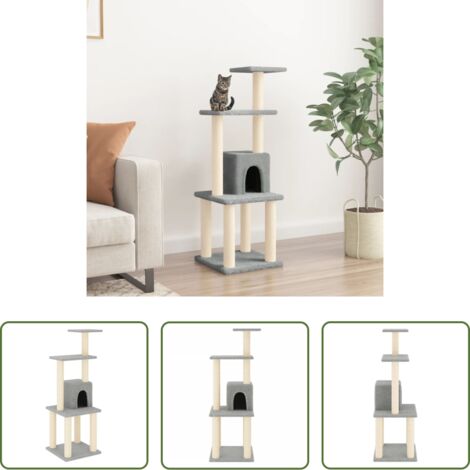 Poste de sisal -  Rascador para gatos con postes de sisal gris claro 105 cm