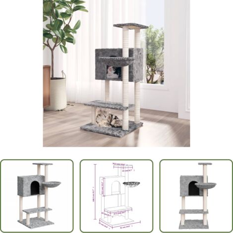 Poste de sisal -  Rascador para gatos con postes de sisal gris claro 108,5 cm