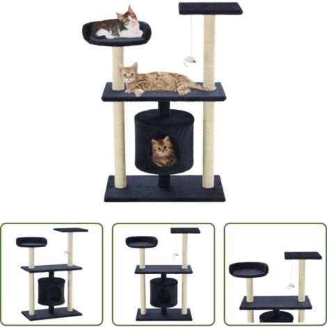 Poste de sisal -  Rascador para gatos poste de sisal 95 cm azul oscuro