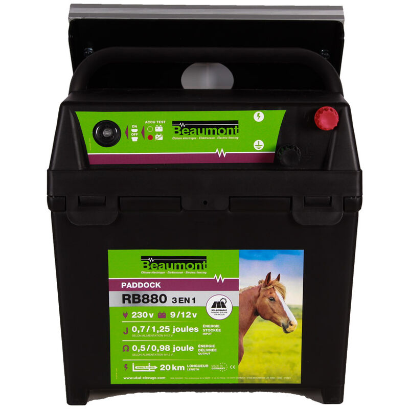 Beaumont - Poste mixte 3 en 1 paddock RB880 avec panneau solaire