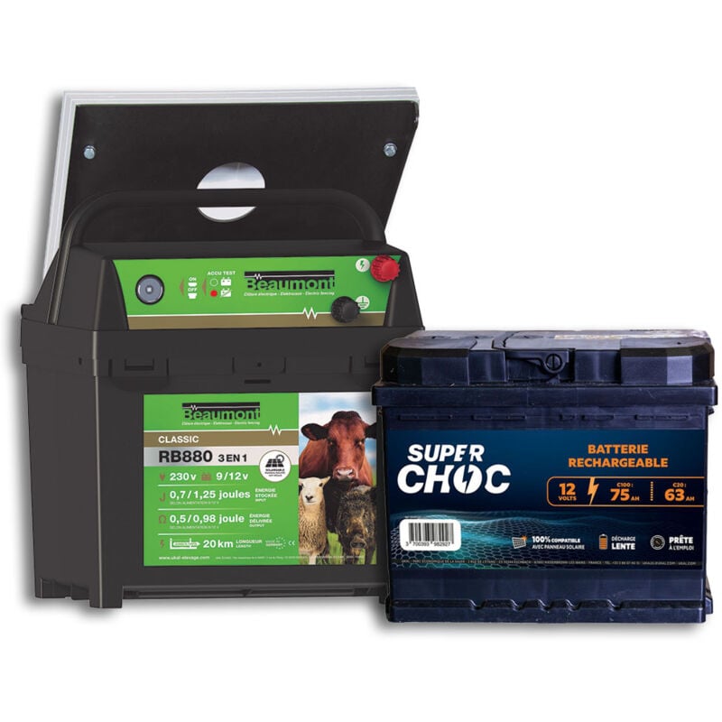 Poste mixte RB880 panneau solaire et batterie 12 v 75 Ah