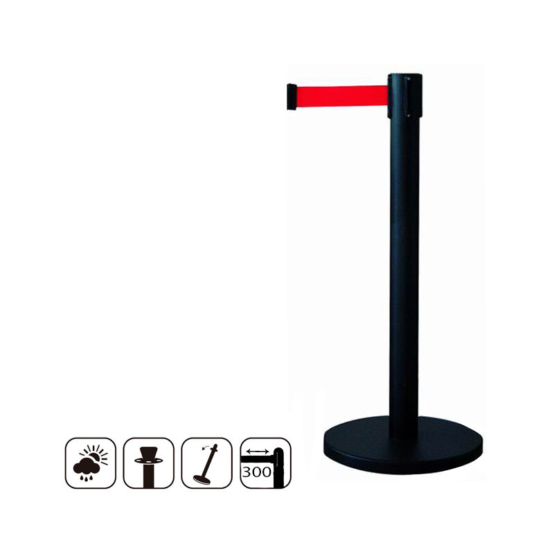 

Poste negro extensible con cinta roja de 3m