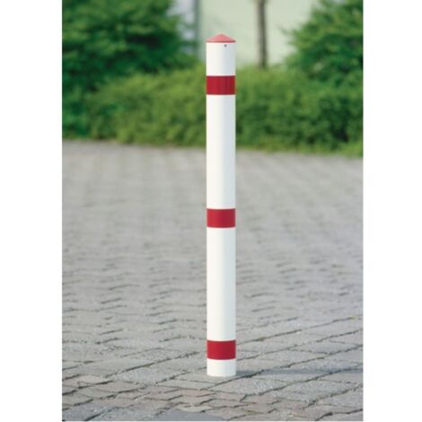Poste para balizas STA rojo-blanco D.76mm con cerradura triangular y casquillo de base con tapón puntiagudo
