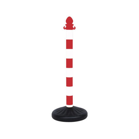 Poste para cadena de plástico con base (1m)  Rojo/Blanco