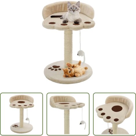Poste para gatos -  Rascador para gatos con poste de sisal 40 cm beige y marrón