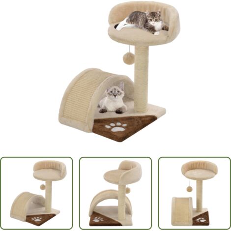 Poste para gatos -  Rascador para gatos con poste de sisal 40 cm beige y marrón