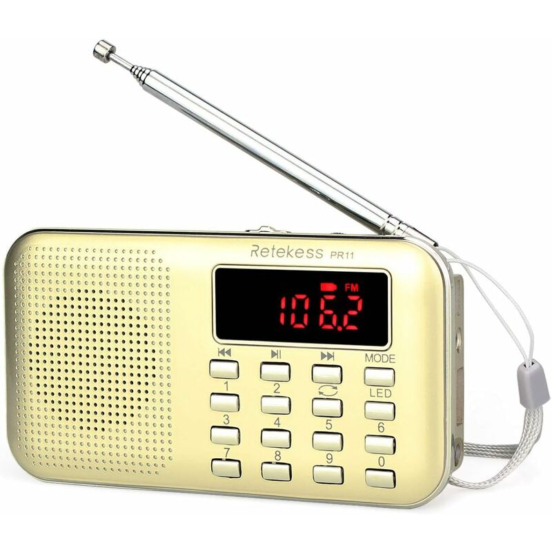 Poste Radio Portable, Radio fm am Piles et Secteur, MP3, Enceinte, Support tf Card/USB, Torch, Convient pour la Survive, Salle de Bain, Voyage et