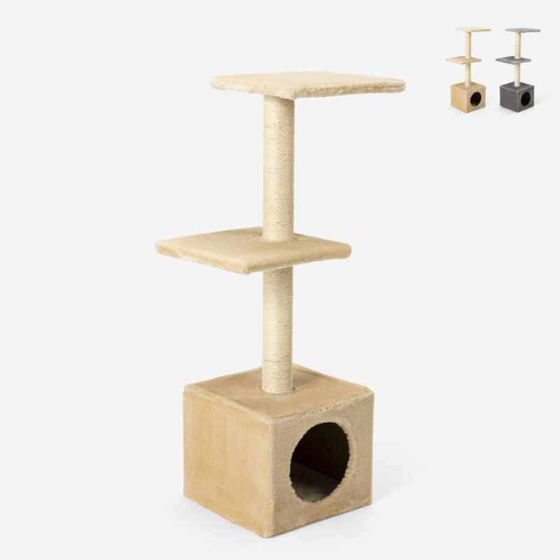 

Bella Pet - Rascador para gatos 2 pisos 95 cm con plataforma y columna de sisal Pixiebob | Beige