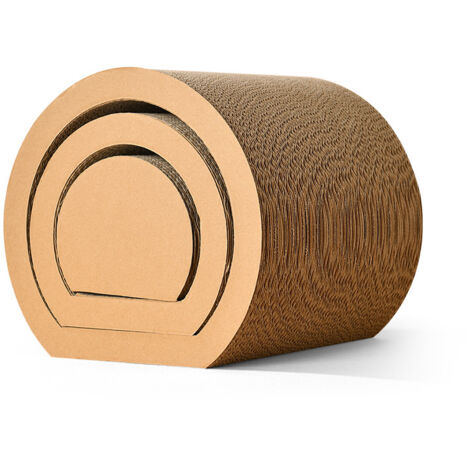 Poste rascador para gatos, tabla rascadora y zona de relajación en cartón corrugado para gatos con hierba gatera, diseño de túnel para rascar, descansar y jugar, 31  32  28 cm