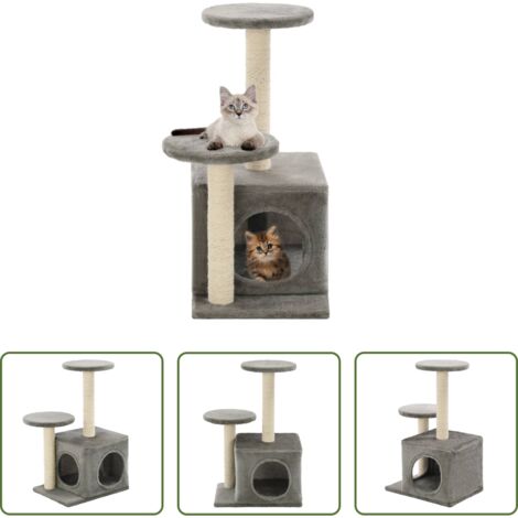 Poste rascador -  Rascador para gatos con poste rascador de sisal 60 cm gris