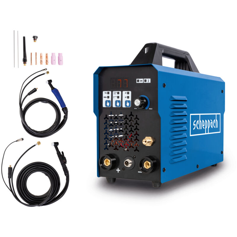 Poste à souder digital WIG1000Multi - Multi procédés tig mma - 15/160A - amps 230V Masque, Eletrodes et Buses incluses - Scheppach