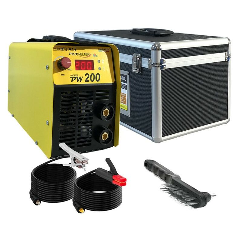 Poste à souder Inverter à l'arc 200A PW200 Machine à souder Numérique Soudure Acier Inox Fonte + Mallette Proweltek