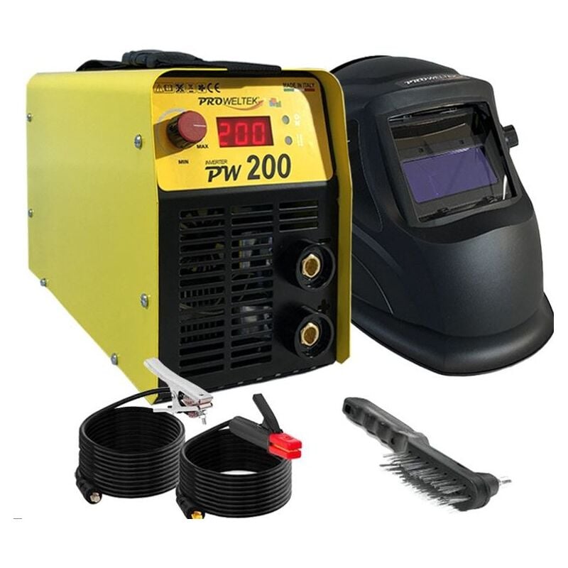 Poste à souder Inverter à l'arc PW200 Numérique soudure Acier Fonte Inox+ Cagoule de soudure Automatique 2 capteurs
