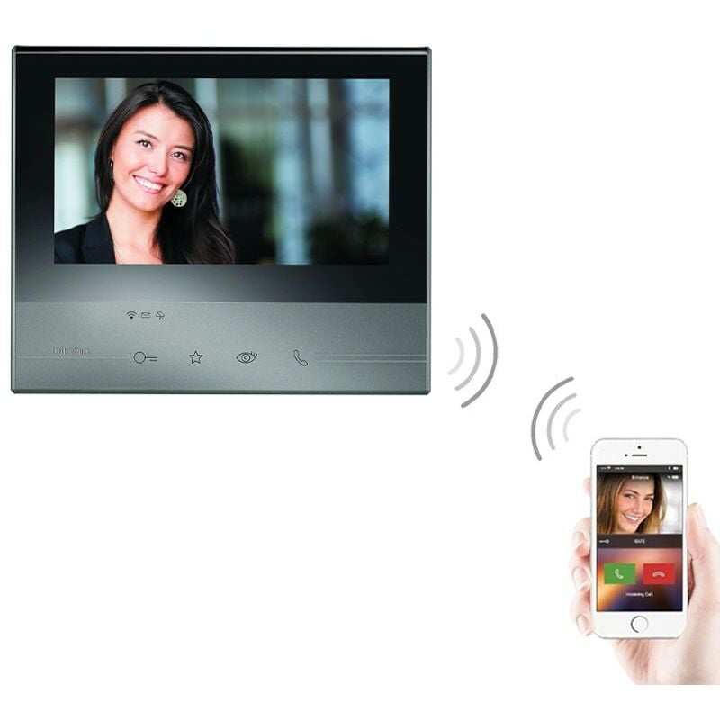 Vidéophone Bticino Classe 300X13E 2 fils WiFi Ecran tactile 7 pouces secrétaire sombre