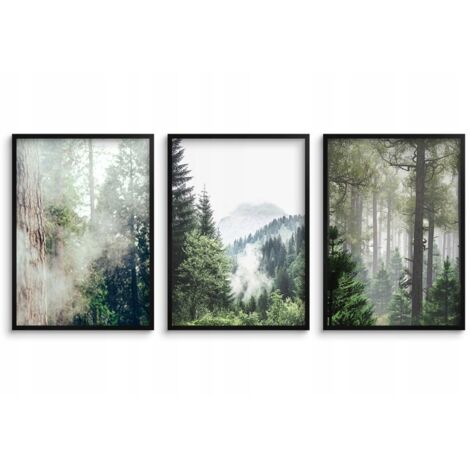Poster 30x40 per l'ufficio, il soggiorno, quadri in cornice nera per la parete, alberi, foresta
