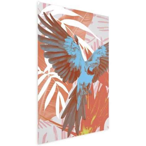 Póster - Alas exóticas - Loro entre patrones abstractos de hojas