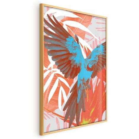 Póster - Alas exóticas - Loro entre patrones abstractos de hojas