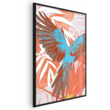Póster - Alas exóticas - Loro entre patrones abstractos de hojas