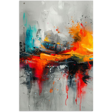 PÓSTER Arte moderno - Naranja - Gris - Abstracto Pared Decoracion 20x30