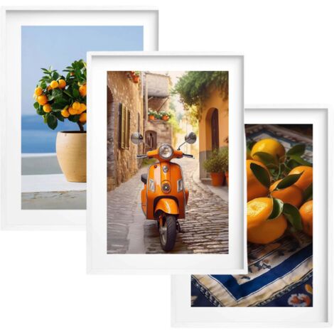 Poster Arte murale in cornice Strada italiana Vespa Italia per la cucina