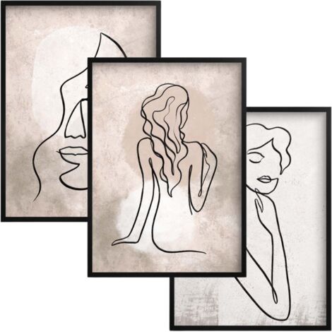 Poster artistici da parete con cornice nera Set da camera da letto astratto
