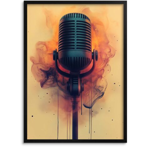 Póster artístico de pared con marco negro Música 50x70