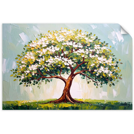 Poster autocollant Arbre de vie vert en fleurs 3D 45x30