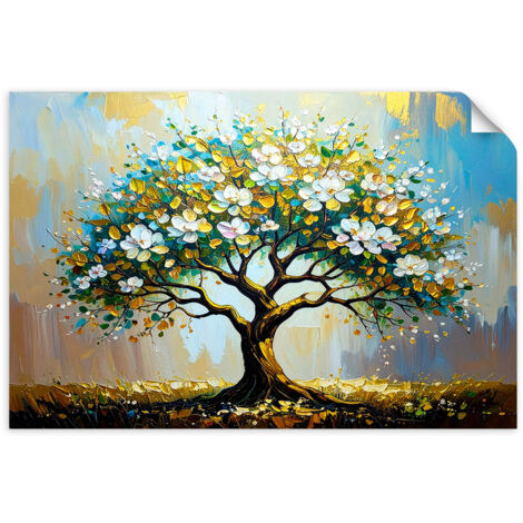 Poster autocollant Arbre de vie Vert Or 120x80