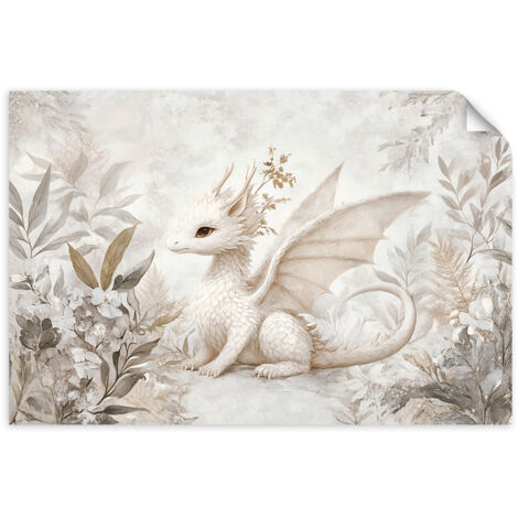 Poster autocollant Tableau pour chambre d'enfant Adorables petits dinosaures Paysage beige 150x100