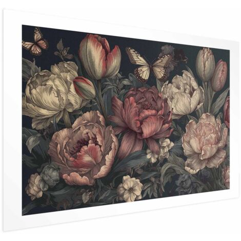 Poster – Blumen auf türkisfarbenem Hintergrund