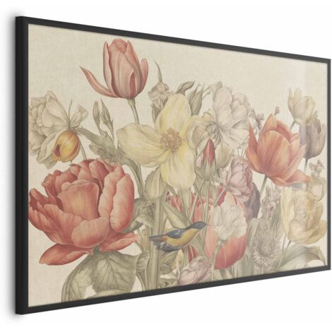 Poster – Blumenstrauß auf cremefarbenem Hintergrund