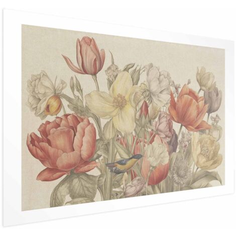 Poster – Blumenstrauß auf cremefarbenem Hintergrund