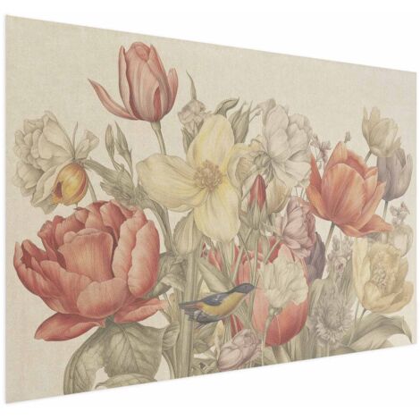 Poster – Blumenstrauß auf cremefarbenem Hintergrund