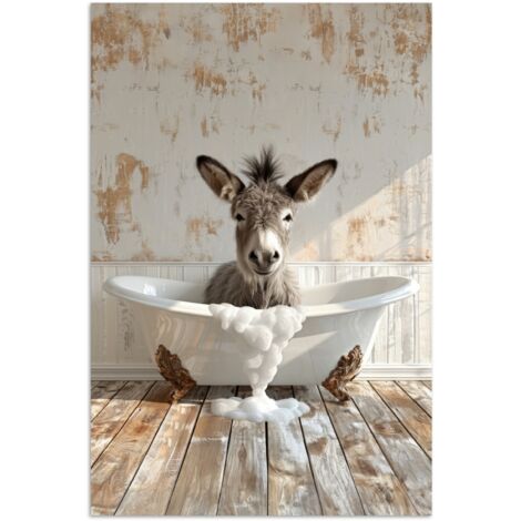 PÓSTER Burro - Animales - Bañera - Espuma Pared Decoracion 20x30