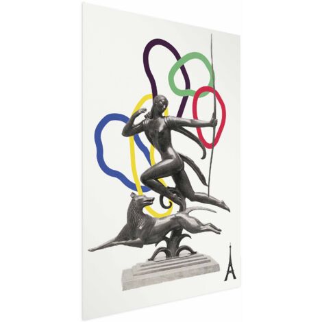 Póster - Collage gráfico - Mujer disparando un arco
