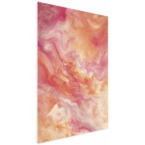Poster - Colori fiammeggianti - forme dinamiche nei colori del fuoco e del rosa