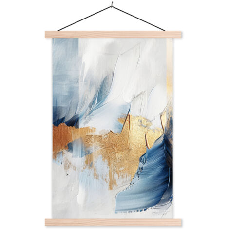 POSTER CON CORNICE MAGNETICA Oro - Blu - Acquerello - Arte - Moderno 60x90 cm