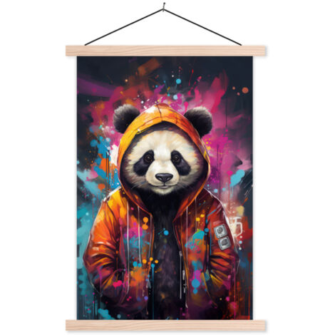 POSTER CON CORNICE MAGNETICA Panda - Giacca - Graffiti - Arancione 40x60 cm